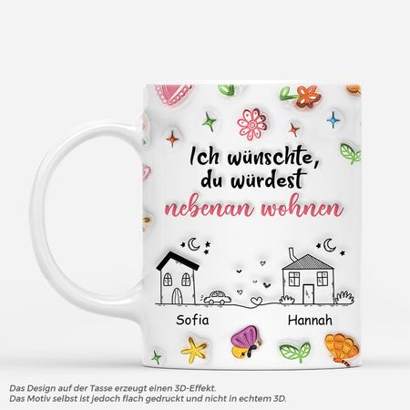 (3D-Druck-Effekt) Ich Wünschte Du Wärst Näher Funkeln - Personalisiertes Geschenk | Beste Freunde Tasse